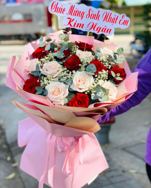 Bó hoa mix chúc mừng sinh nhật -  Hoa tươi Bến Lức 